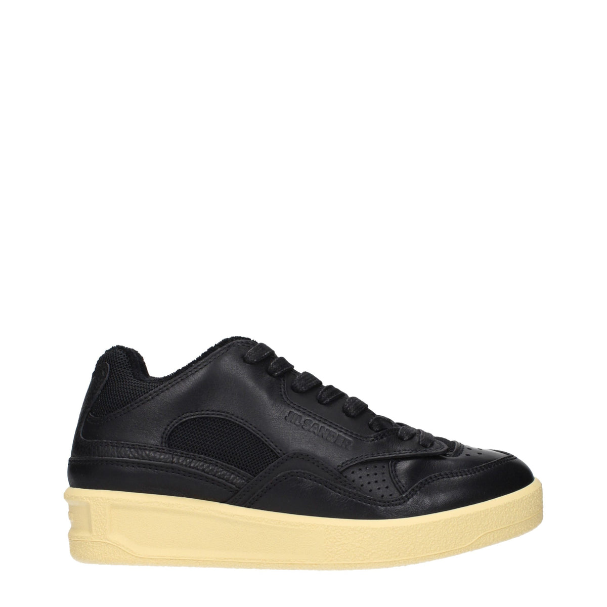 Jil Sander Sneaker aus Leder in Schwarz