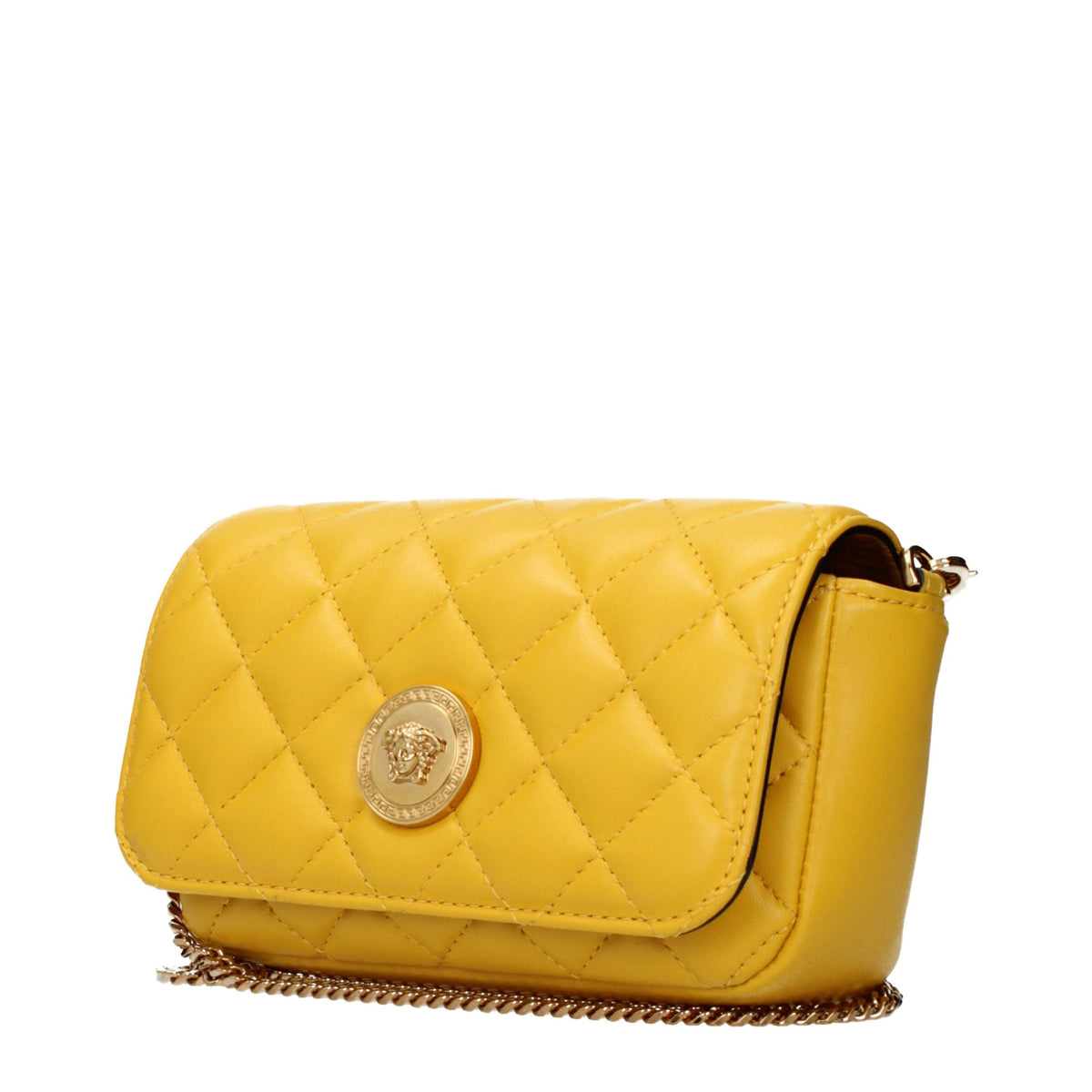 Versace Umhängetasche aus Leder in Gelb
