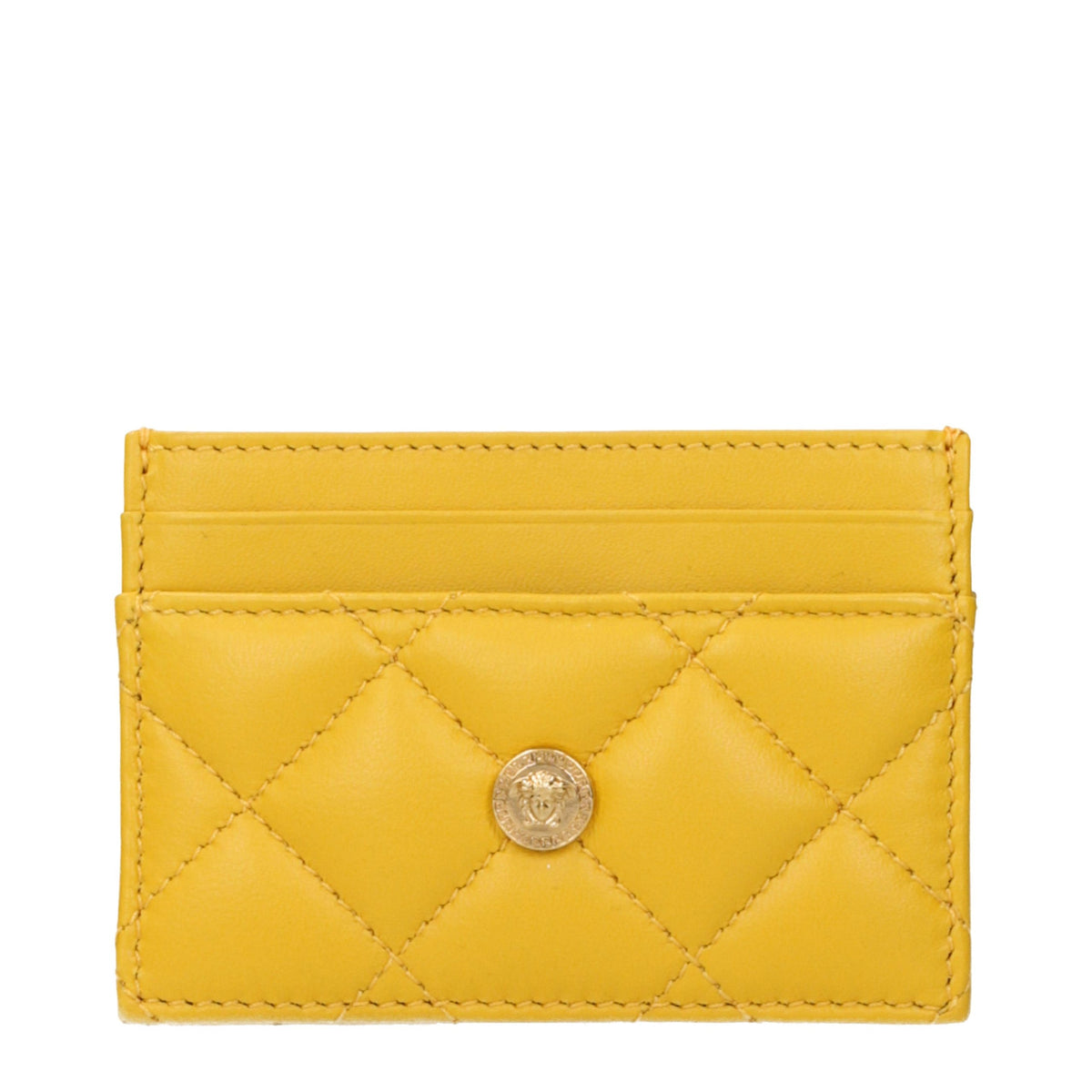 Versace Kartenhalter aus Leder in Gelb