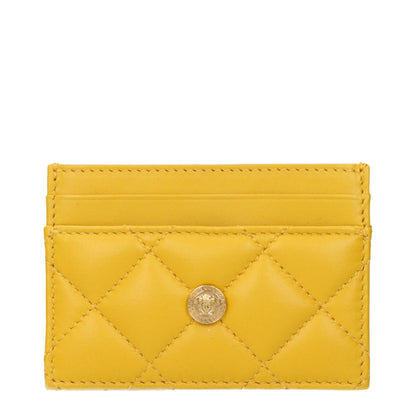Versace Kartenhalter aus Leder in Gelb