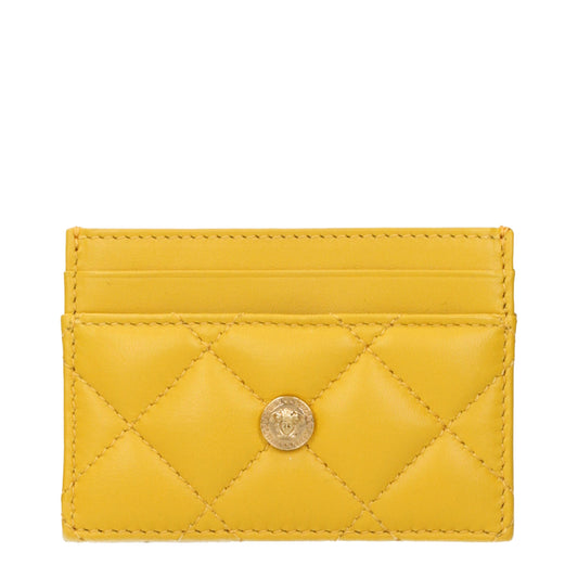 Versace Kartenhalter aus Leder in Gelb