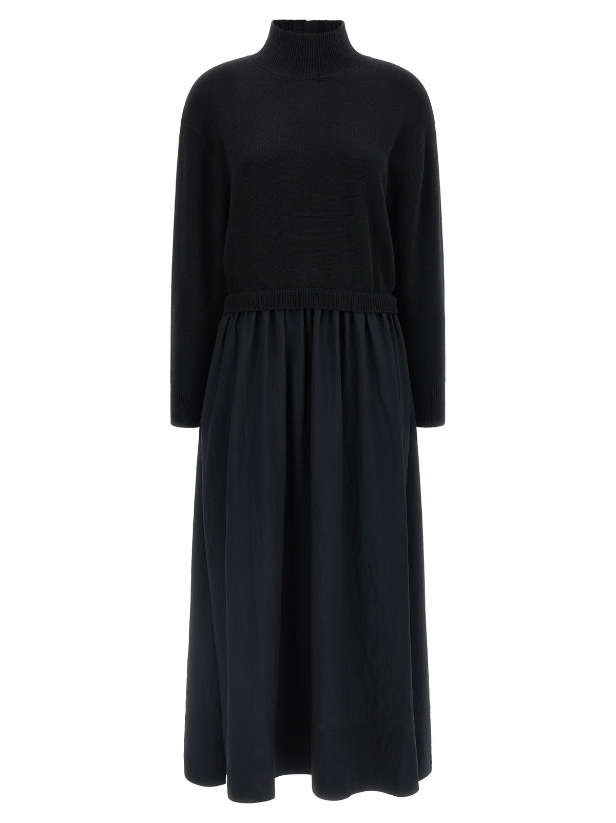 Polo Ralph Lauren Langes Wollkleid in Schwarz