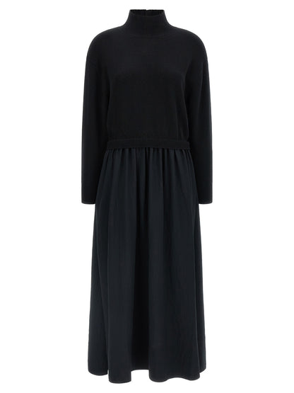 Polo Ralph Lauren Langes Wollkleid in Schwarz