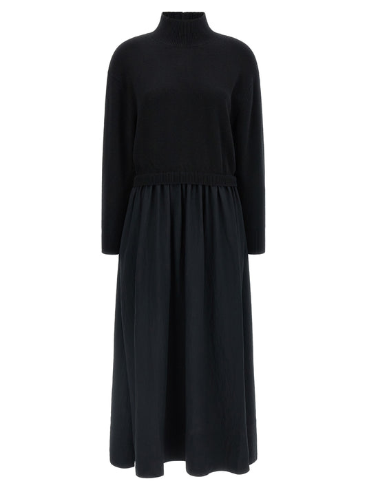 Polo Ralph Lauren Langes Wollkleid in Schwarz