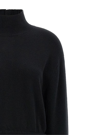 Polo Ralph Lauren Langes Wollkleid in Schwarz