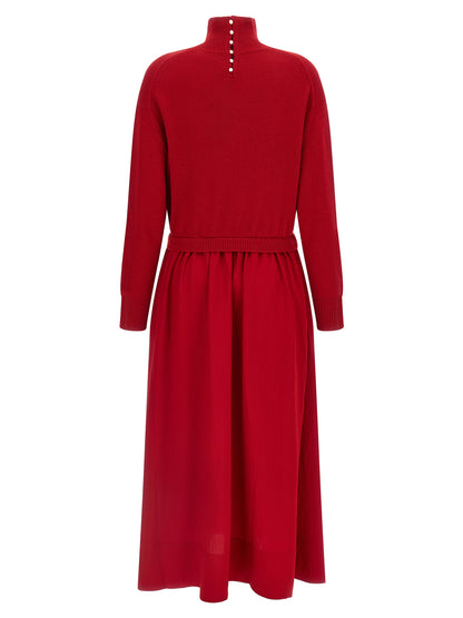 Polo Ralph Lauren Langes Rotes Wollkleid