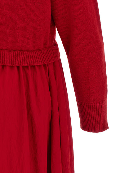 Polo Ralph Lauren Langes Rotes Wollkleid