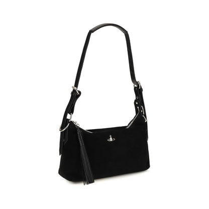 Vivienne Westwood Schwarze Schultertasche aus Wildleder