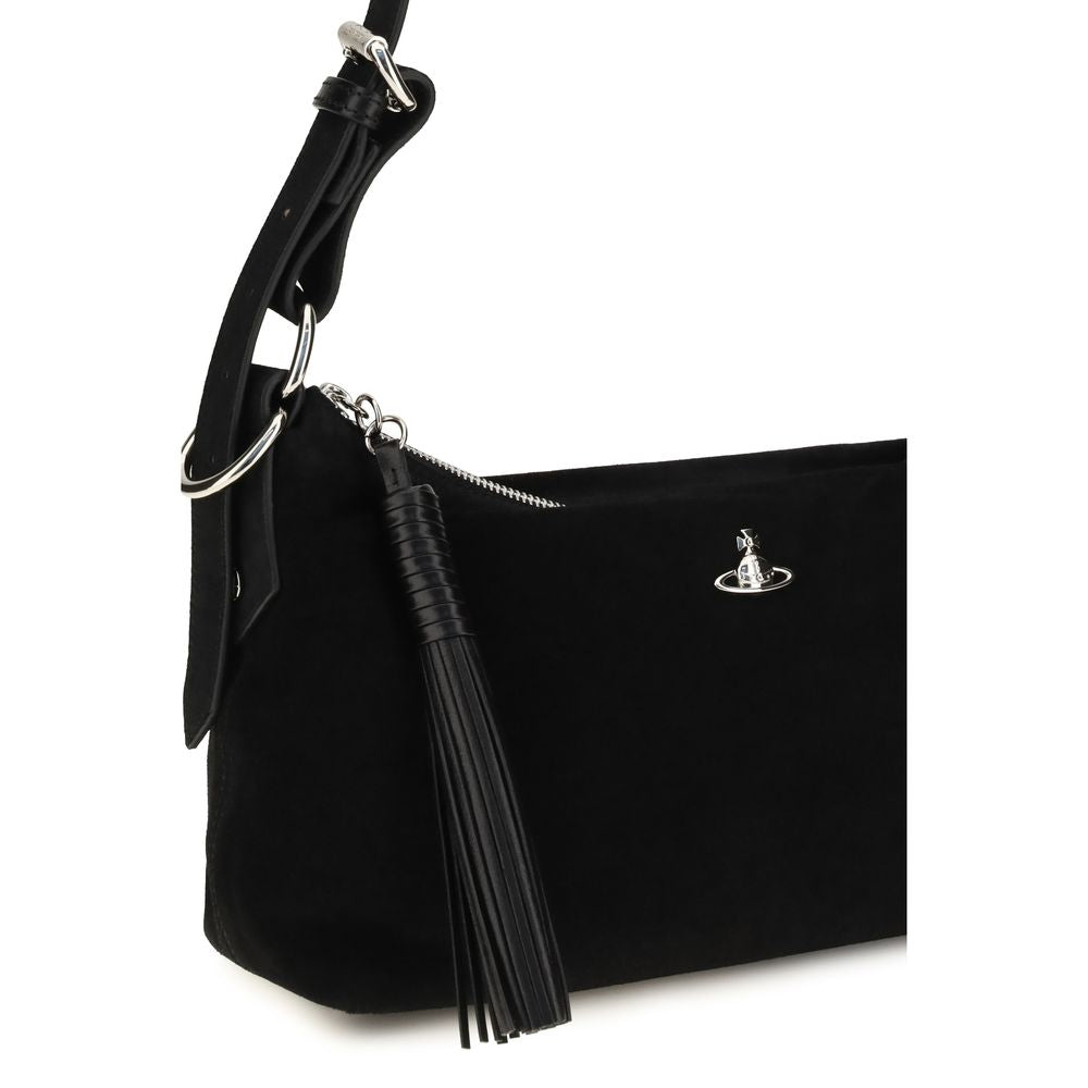 Vivienne Westwood Schwarze Schultertasche aus Wildleder