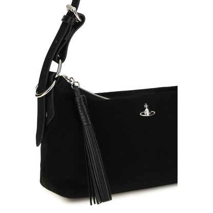 Vivienne Westwood Schwarze Schultertasche aus Wildleder