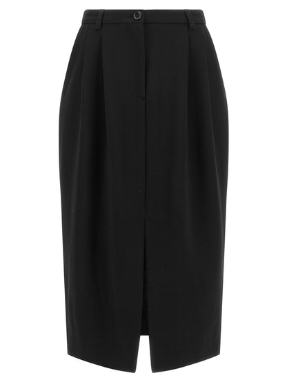 Dolce & Gabbana Schwarzer Midirock aus Schurwolle