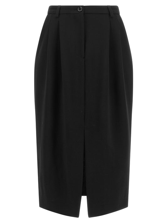 Dolce & Gabbana Schwarzer Midirock aus Schurwolle
