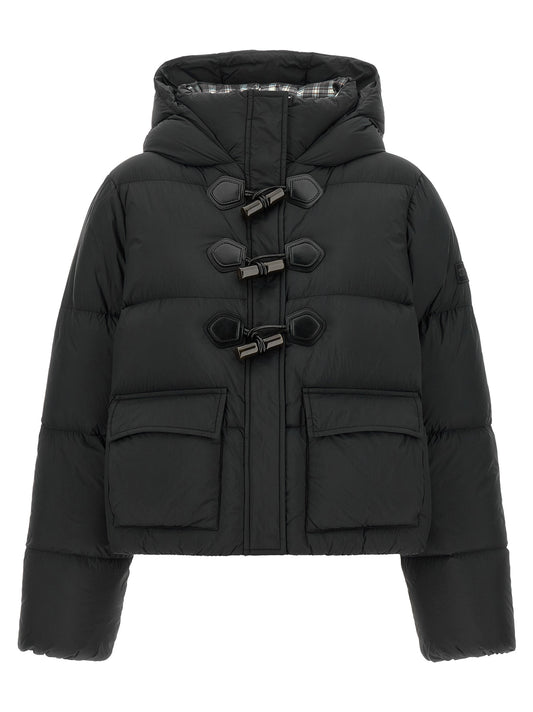 Ganni Schwarze Polyamid-Jacke in voller Länge