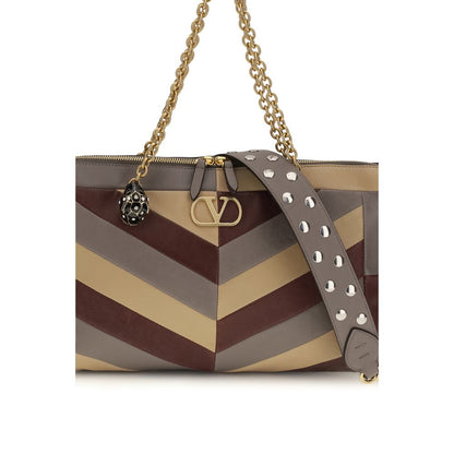 Valentino Garavani Schultertasche aus mehrfarbigem Napa- und Kalbsleder