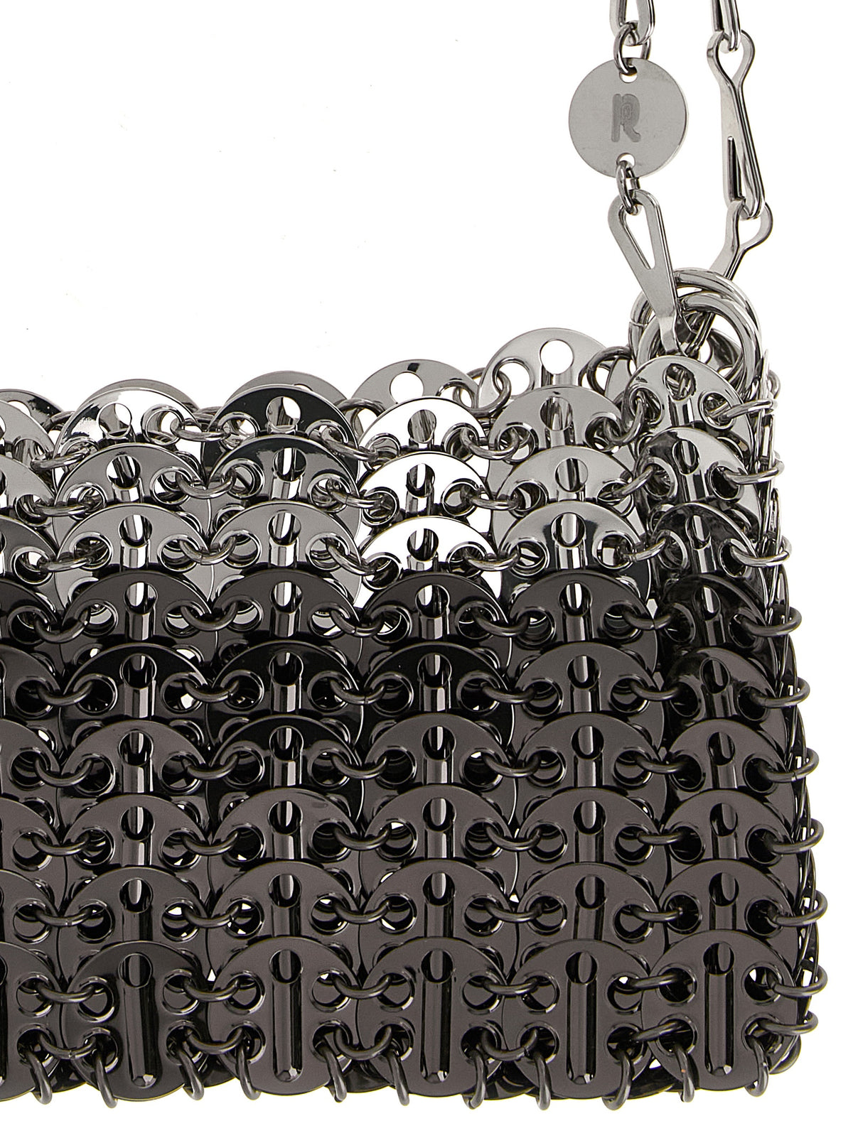 Paco Rabanne Schultertasche aus silbernem Edelstahl