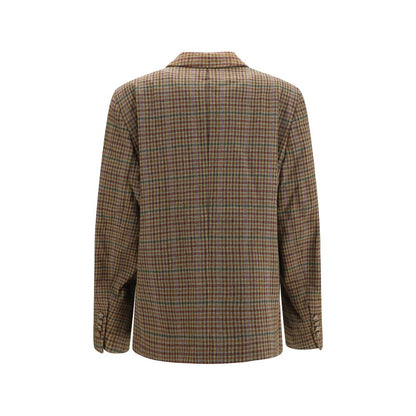 Ganni Brauner Blazer aus recycelter Wolle