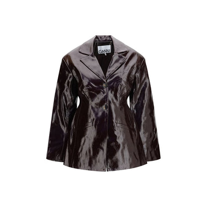 Ganni Bordeaux Jacke aus Polyethylen in voller Länge