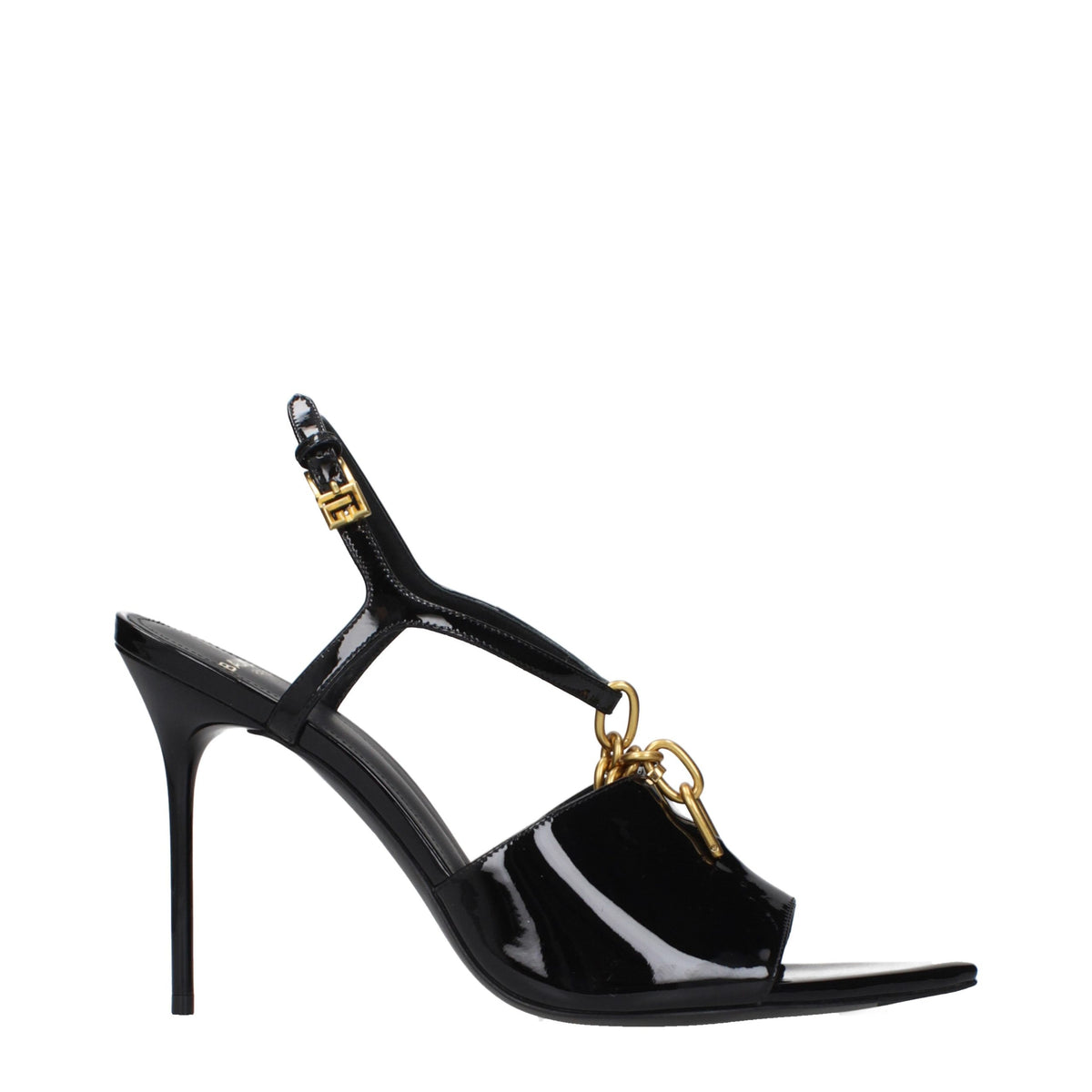 Balmain Schwarze Leder-Stiletto-Sandalen – Ansicht 1 | Arca Lucia