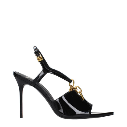 Balmain Schwarze Leder-Stiletto-Sandalen – Ansicht 1 | Arca Lucia
