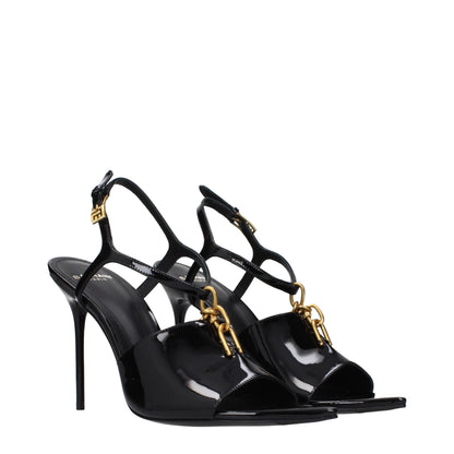 Balmain Schwarze Leder-Stiletto-Sandalen – Ansicht 2 | Arca Lucia