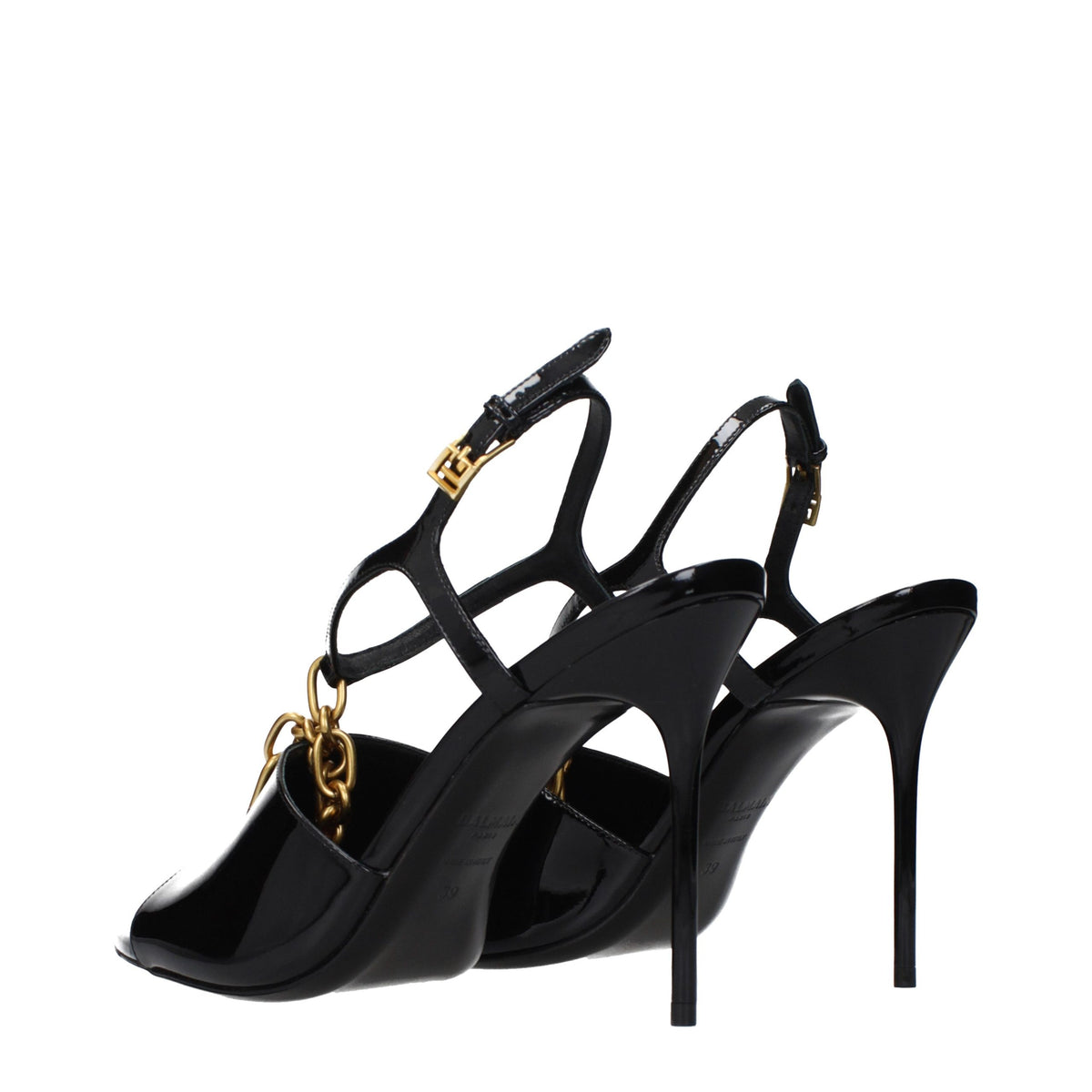 Balmain Schwarze Leder-Stiletto-Sandalen – Ansicht 4 | Arca Lucia