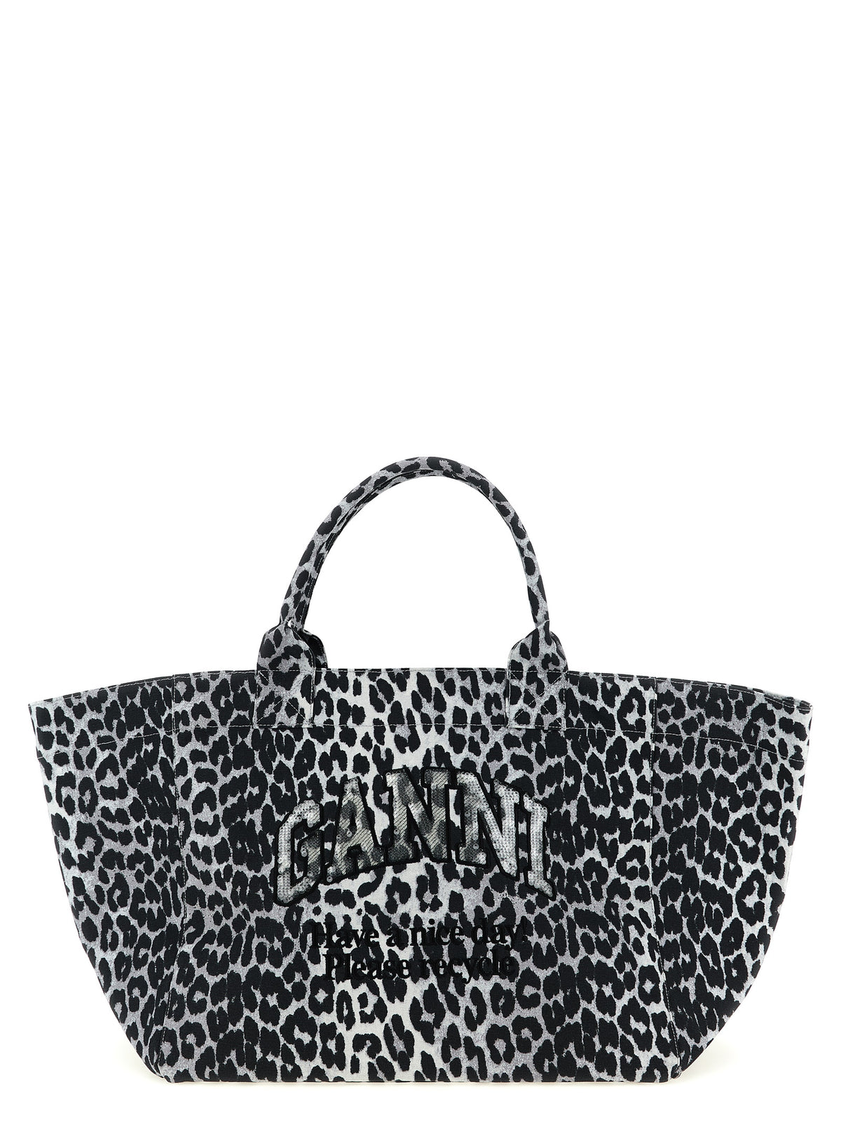 Ganni Leopard Sequin XXL Tote in Grau – Ansicht 1 | Arca Lucia