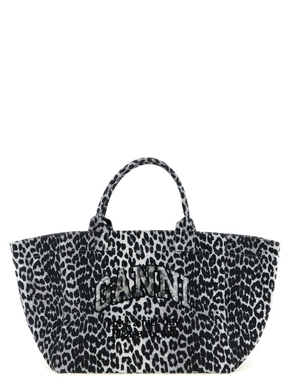 Ganni Leopard Sequin XXL Tote in Grau – Ansicht 1 | Arca Lucia