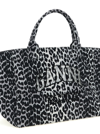 Ganni Leopard Sequin XXL Tote in Grau – Ansicht 3 | Arca Lucia