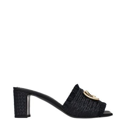 Dolce & Gabbana Schwarze Sandalen aus Raffia mit Plateau – Ansicht 1 | Arca Lucia