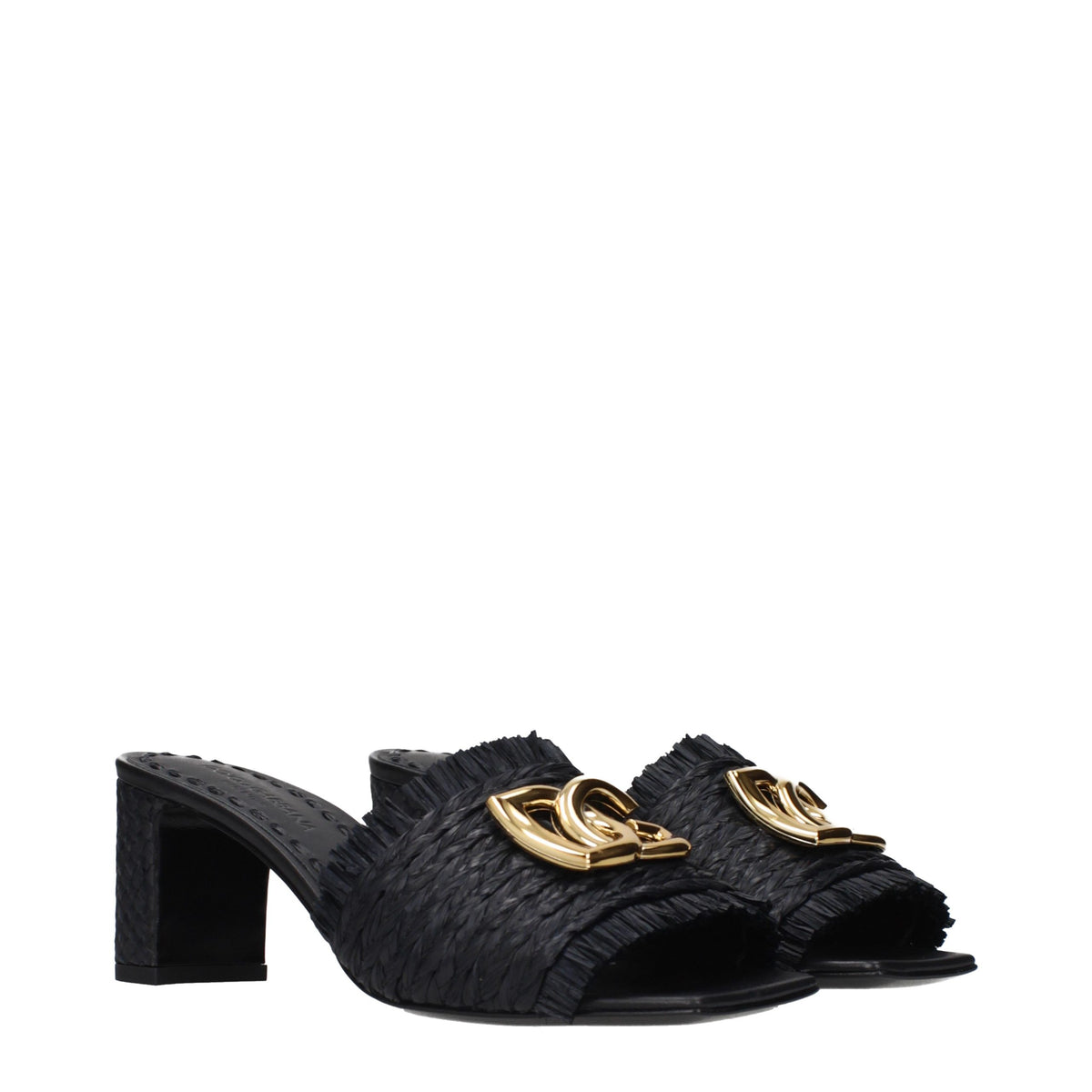 Dolce & Gabbana Schwarze Sandalen aus Raffia mit Plateau – Ansicht 2 | Arca Lucia
