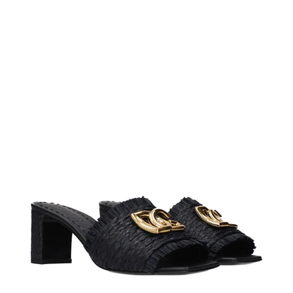 Dolce & Gabbana Schwarze Sandalen aus Raffia mit Plateau – Ansicht 2 | Arca Lucia