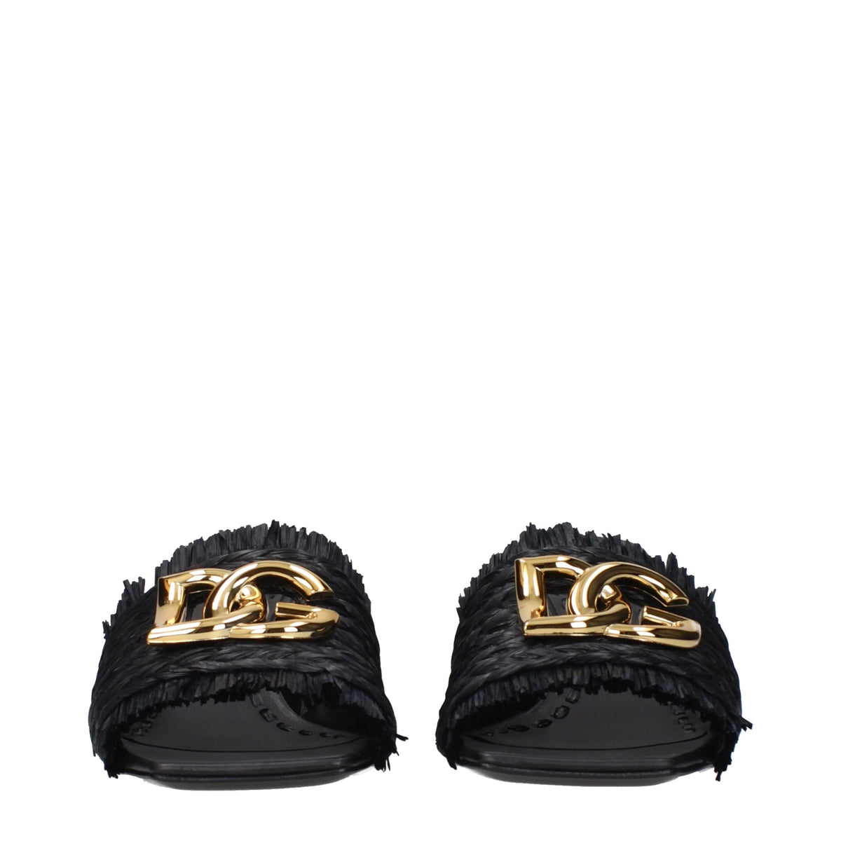 Dolce & Gabbana Schwarze Sandalen aus Raffia mit Plateau – Ansicht 3 | Arca Lucia