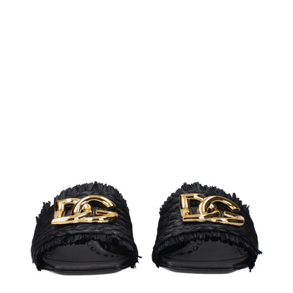 Dolce & Gabbana Schwarze Sandalen aus Raffia mit Plateau – Ansicht 3 | Arca Lucia