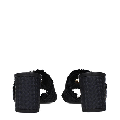 Dolce & Gabbana Schwarze Sandalen aus Raffia mit Plateau – Ansicht 5 | Arca Lucia
