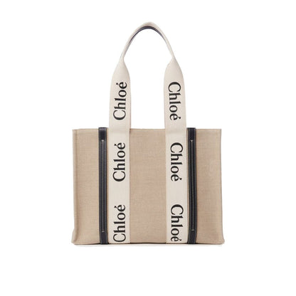 Chloé Beige Leinen-Tragetasche – Ansicht 1 | Arca Lucia