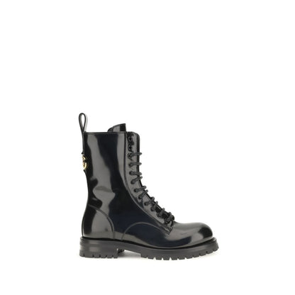 Dolce & Gabbana Schwarze Schnürstiefel aus Kalbsleder Bos Taurus – Ansicht 1 | Arca Lucia