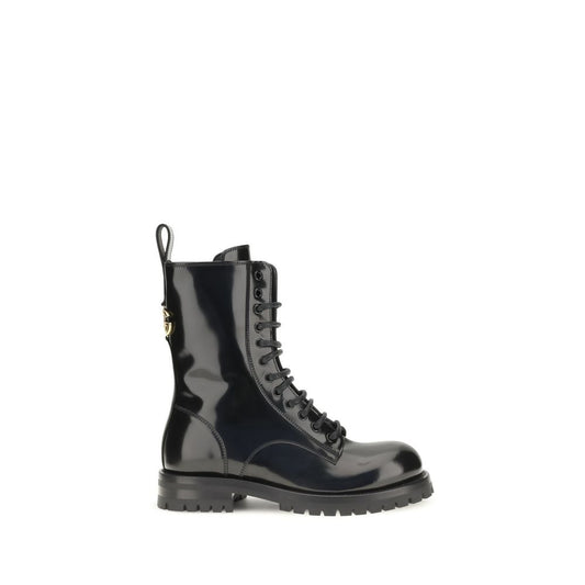 Dolce & Gabbana Schwarze Schnürstiefel aus Kalbsleder Bos Taurus – Ansicht 1 | Arca Lucia