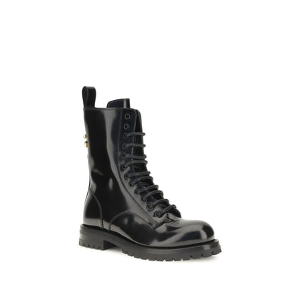 Dolce & Gabbana Schwarze Schnürstiefel aus Kalbsleder Bos Taurus – Ansicht 2 | Arca Lucia