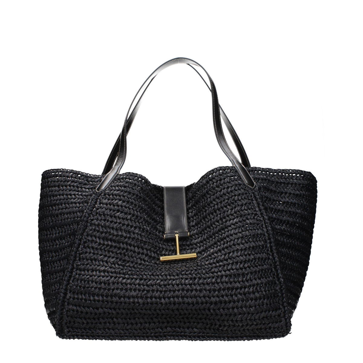 Tom Ford Schwarze Raffia-Umhängetasche – Ansicht 1 | Arca Lucia