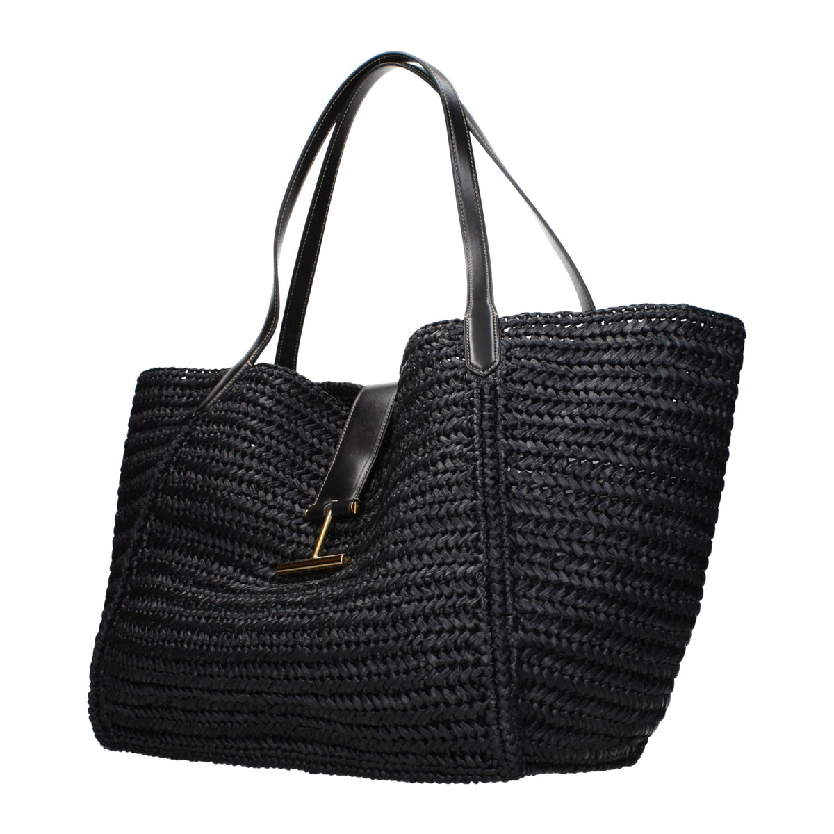 Tom Ford Schwarze Raffia-Umhängetasche – Ansicht 2 | Arca Lucia