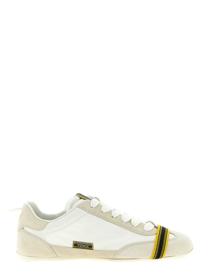 Fendi Weiße Kalbsleder-Sneaker im Athletic-Look – Ansicht 1 | Arca Lucia