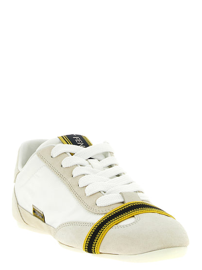 Fendi Weiße Kalbsleder-Sneaker im Athletic-Look – Ansicht 2 | Arca Lucia