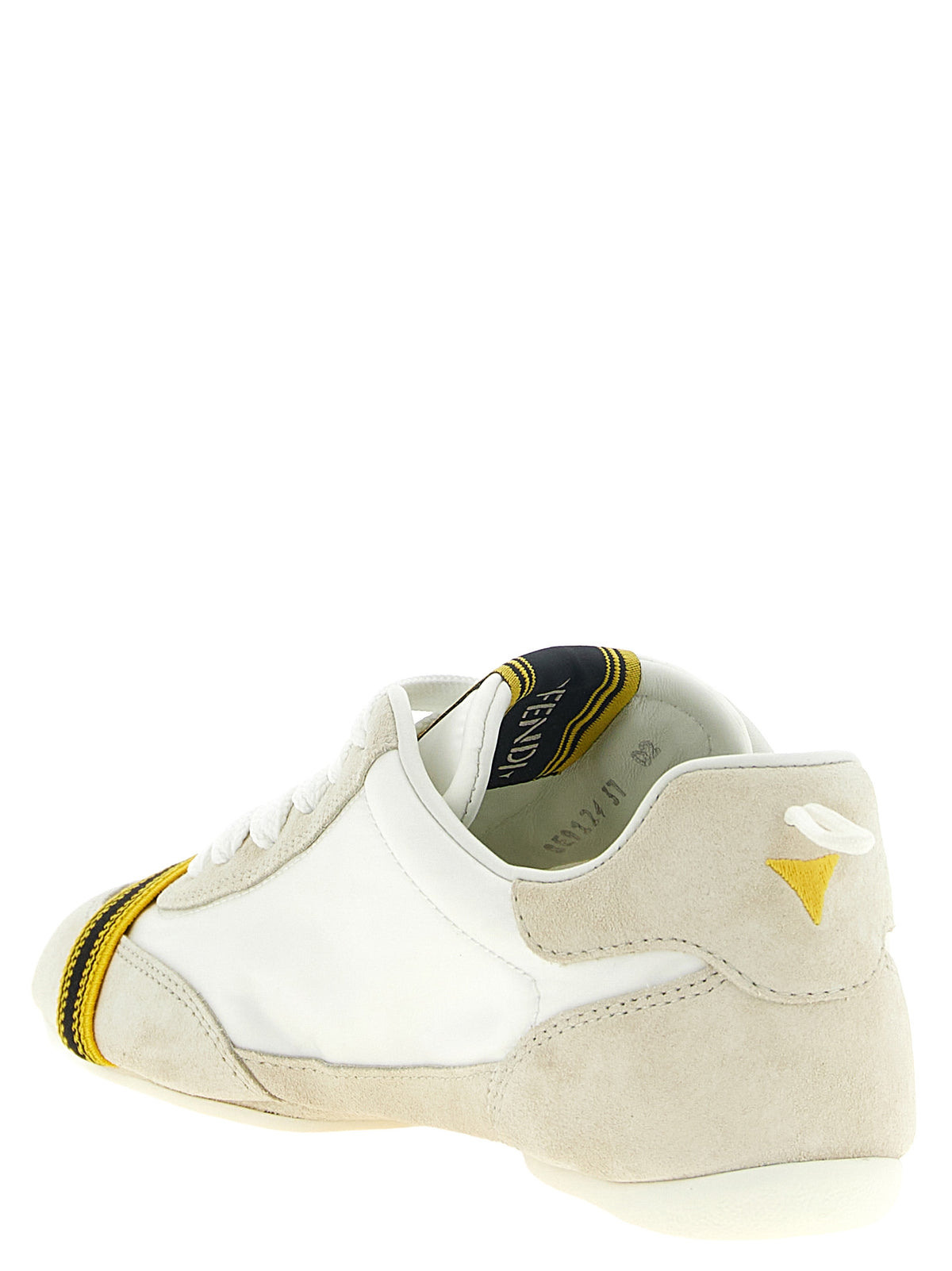 Fendi Weiße Kalbsleder-Sneaker im Athletic-Look – Ansicht 3 | Arca Lucia