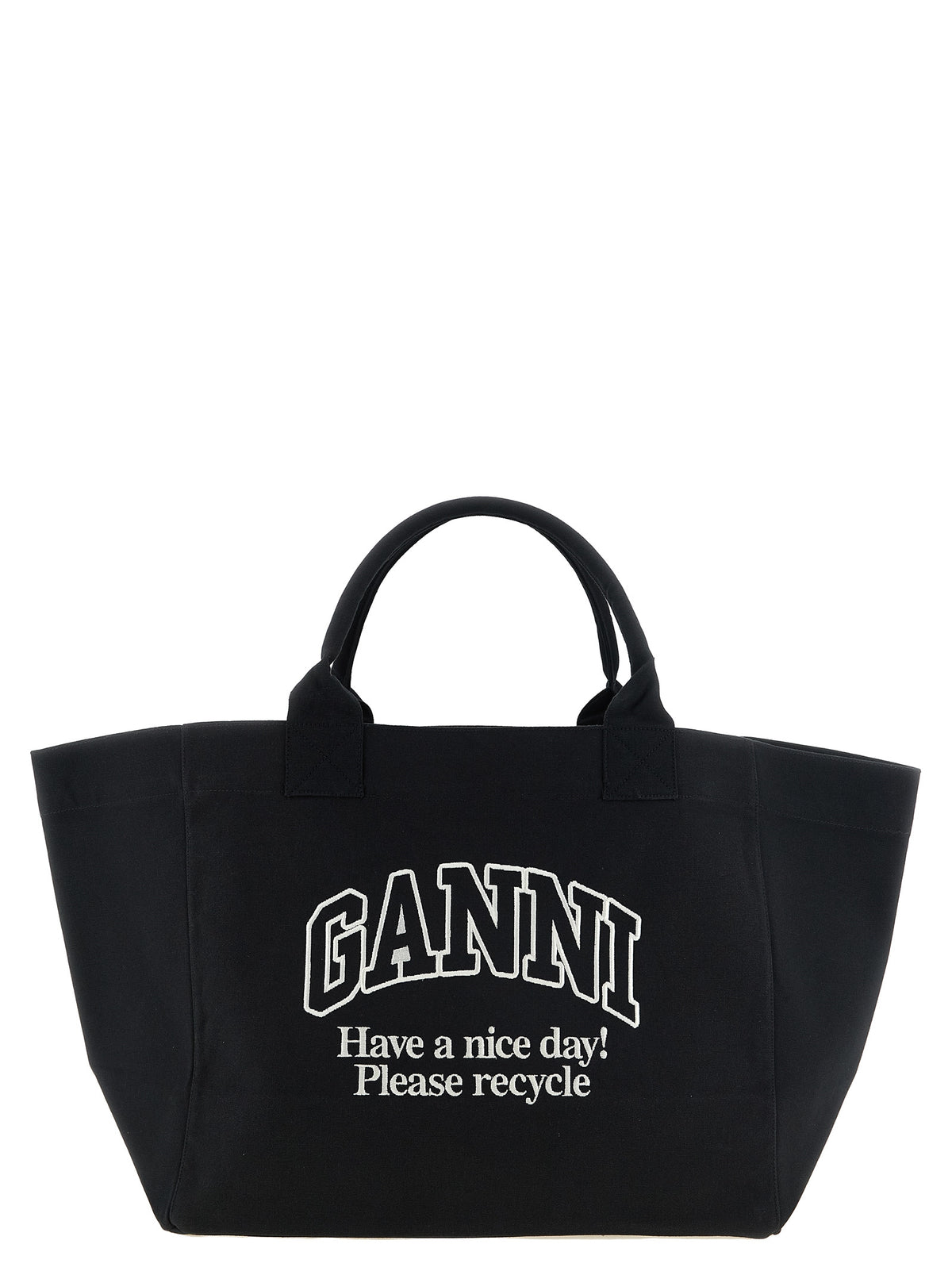 Ganni Schwarze Tote Bag aus recycelter Baumwolle – Ansicht 1 | Arca Lucia