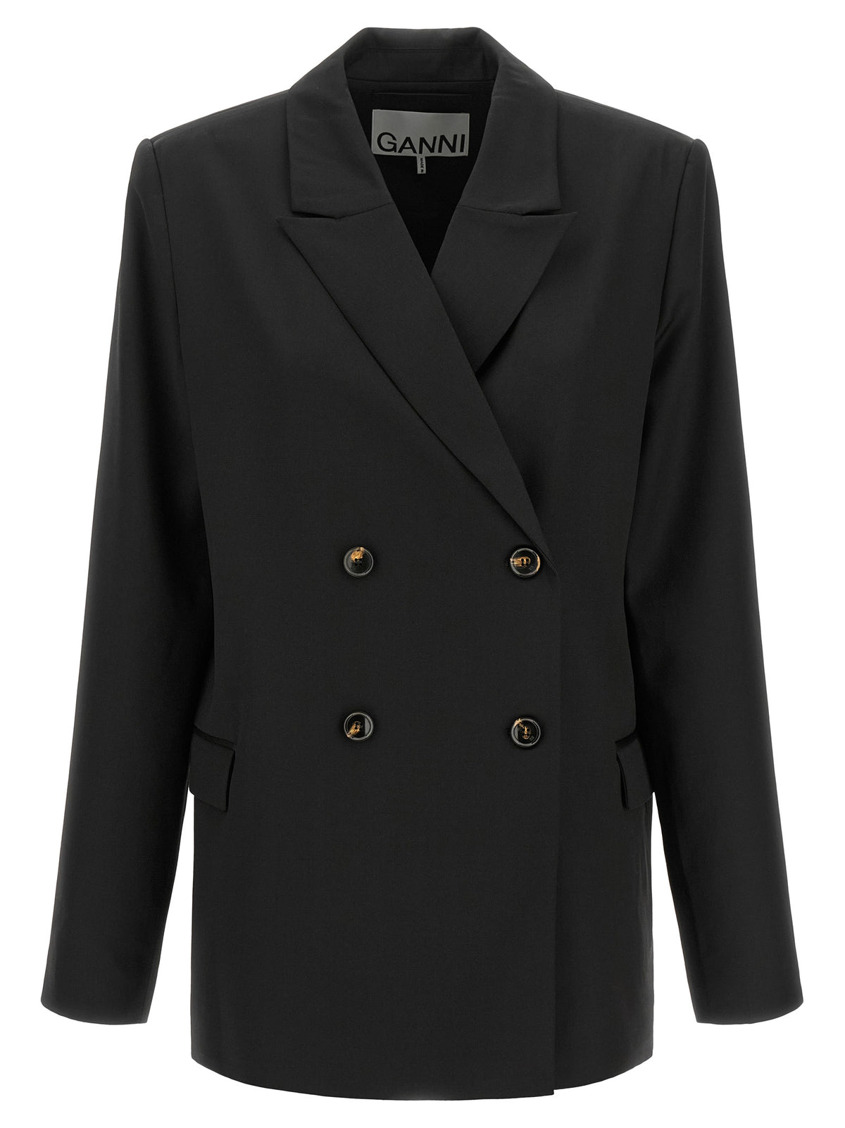 Ganni Schwarzer Blazer aus Polyester – Ansicht 1 | Arca Lucia