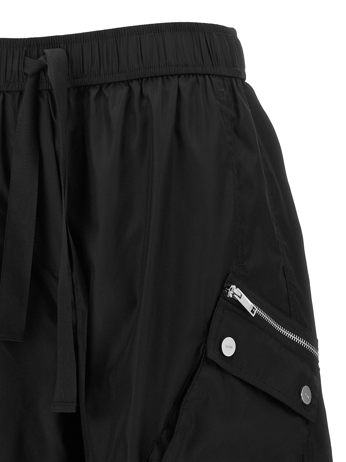 Ganni Schwarze Cargohose aus recyceltem Polyamid – Ansicht 3 | Arca Lucia
