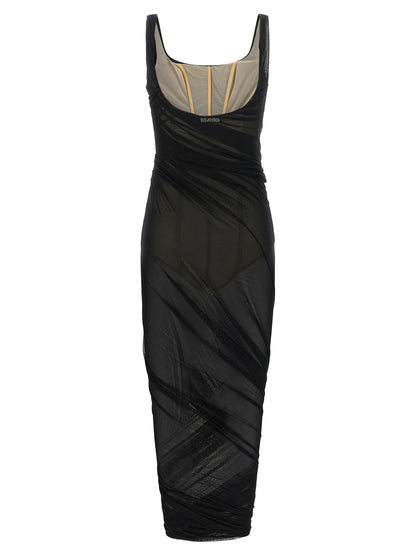 The Attico Schwarzes Midikleid aus Polyamid – Ansicht 2 | Arca Lucia