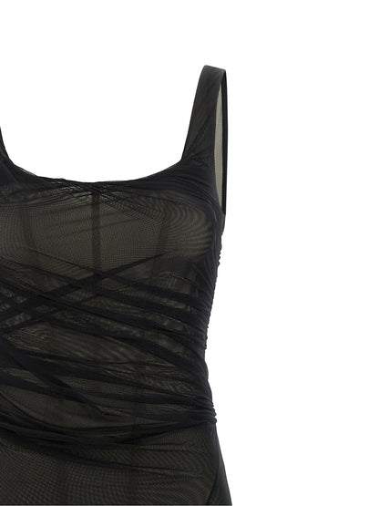 The Attico Schwarzes Midikleid aus Polyamid – Ansicht 3 | Arca Lucia
