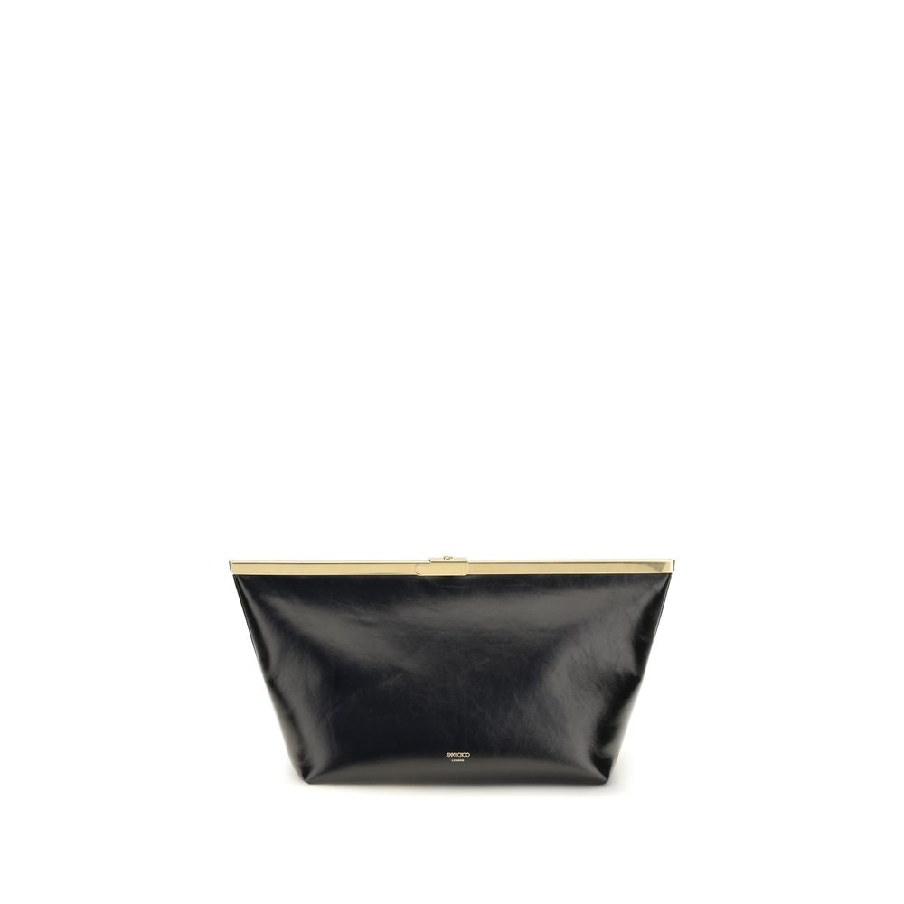 Jimmy Choo Large Ganache Biker Clutch aus schwarzem Kalbsleder – Produktansicht 1 | Arca Lucia
