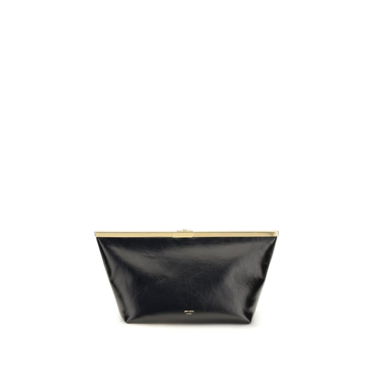 Jimmy Choo Large Ganache Biker Clutch aus schwarzem Kalbsleder – Produktansicht 1 | Arca Lucia